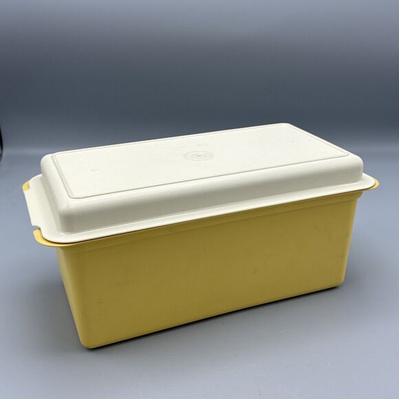 Vtg Tupperware Bread Box 171-5 and Lid 172-2 Harvest Gold Almond Kitchen Camping - Picture 7 of 16
